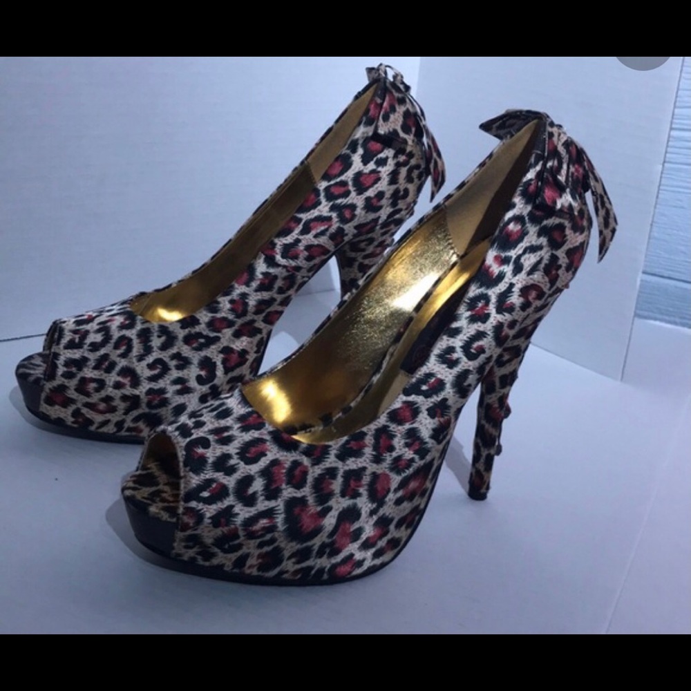 Iron Fist “Ru Paul” leopard corset peeptoe heels